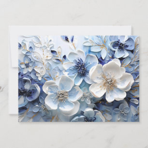 Cartes Pour Fêtes Annuelles Élégant Moderne Bleu Blanc Botanique Floral