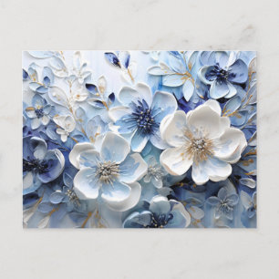 Cartes Pour Fêtes Annuelles Élégant Moderne Botanique Florale Bleu Blanc