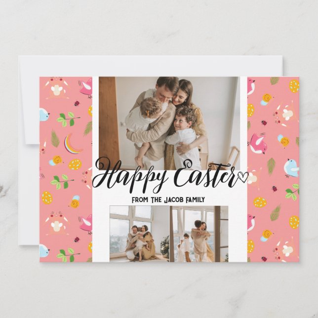 Cartes Pour Fêtes Annuelles élégant moderne Pâques, famille trois photo collag (Devant)