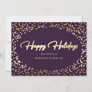 Cartes Pour Fêtes Annuelles Élégant Moderne Purple Gold Foil Script Business