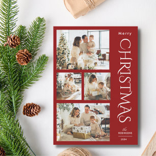 Cartes Pour Fêtes Annuelles Elégant moderne Red Four Photo Collage Noël