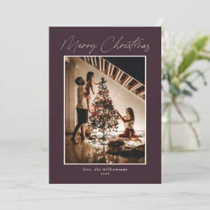Cartes Pour Fêtes Annuelles Élégant Moderne Script Plum Deux Photo Noël