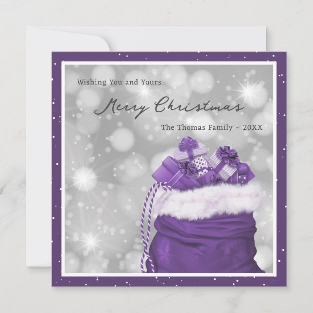 Cartes Pour Fêtes Annuelles Élégant moderne violet Joyeux Noël (Devant)
