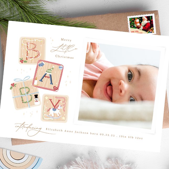 Cartes Pour Fêtes Annuelles Élégant Mon premier joyeux Noël Photo bébé Naissan (Créateur téléchargé)
