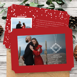 Cartes Pour Fêtes Annuelles Élégant Monogramme à pendre Élégant Photo de Noël