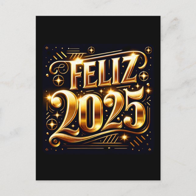 Cartes Pour Fêtes Annuelles Elegant Muy feliz Año Nuevo 2025 (Devant)