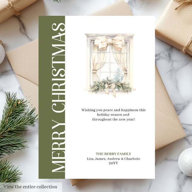 Cartes Pour Fêtes Annuelles Elegant Neutral Tones Minimalist Window Christmas (Elegant Neutral Tones Minimalist Window Christmas Holiday Card)