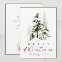 Élégant Noël aux arbres de pin aquarelle