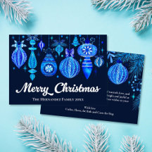 Elégant Noël Baubles Marine Bleu Aquarelle