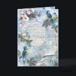 Cartes Pour Fêtes Annuelles Elégant Noël Bluebirds et collection de musique<br><div class="desc">Elégant design floral rustique avec des bleuets vintages perchés sur des boughs de saint et de pin, des roses de chien blanc, une ferme pittoresque avec roue à eau, écriture manuscrite, des rouleaux et des fleurs blanches avec musique "Home Sweet Home" dans cadre orné gravé. L'Arrière - plan présente un...</div>