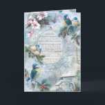 Cartes Pour Fêtes Annuelles Elégant Noël Bluebirds et collection de musique<br><div class="desc">Elégant design floral rustique avec des bleuets vintages perchés sur des boughs de saint et de pin, des roses de chien blanc, une ferme pittoresque avec roue à eau, écriture manuscrite, des rouleaux et des fleurs blanches avec musique "Home Sweet Home" dans cadre orné gravé. L'Arrière - plan présente un...</div>