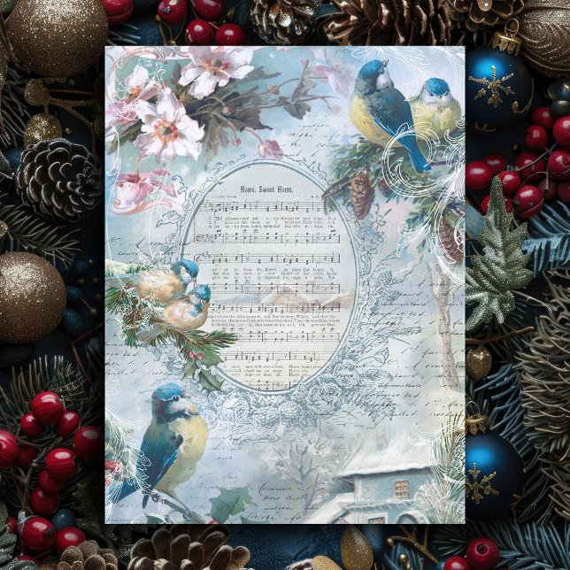 Cartes Pour Fêtes Annuelles Elégant Noël Bluebirds et collection de musique (Créateur téléchargé)