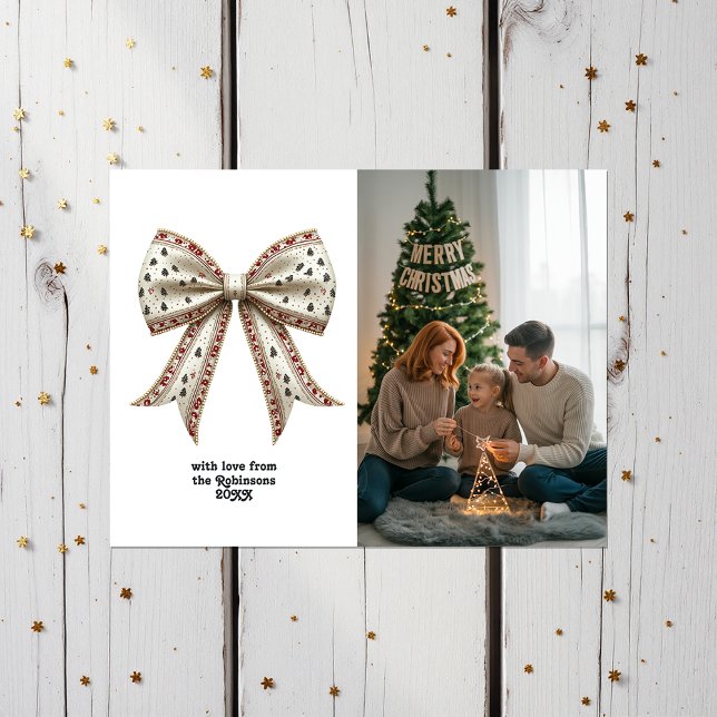 Cartes Pour Fêtes Annuelles Élégant Noël Bow Noël (Elegant Christmas Bow Christmas Holiday Card)