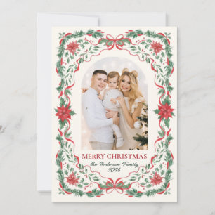 Cartes Pour Fêtes Annuelles Élégant Noël de Photo d'Arche de Ruban Rouge de Fe