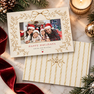 Cartes Pour Fêtes Annuelles Élégant Noël de photo de famille au ruban botaniqu