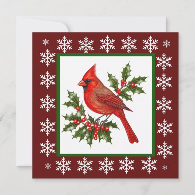 Cartes Pour Fêtes Annuelles Élégant Noël d'Oiseau Rouge moderne unique (Devant)