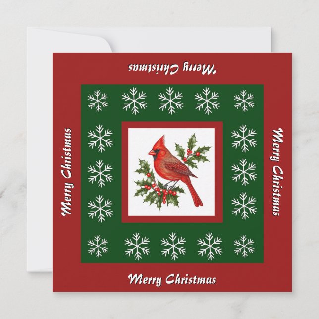 Cartes Pour Fêtes Annuelles Élégant Noël d'Oiseau Rouge moderne unique (Devant)