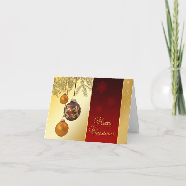 Cartes Pour Fêtes Annuelles Élégant Noël d'or (Devant)