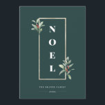 Cartes Pour Fêtes Annuelles Elégant NOEL Gold Winter Berry Frame Photo<br><div class="desc">Cadre élégant en faux or pâle orné de branches de baies d'hiver sur des arrière - plans festifs en couleur vert émeraude. Caractéristiques de design, encadré en caractères gras NOEL, lignes de texte modèles pour les noms, l'année et le message avec un seul cadre photo rond en or pâle sur...</div>
