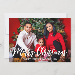Cartes Pour Fêtes Annuelles Élégant Noël Jours fériés Script Famille Une photo