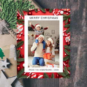 Cartes Pour Fêtes Annuelles Élégant Noël minimal   Famille moderne 1 photo