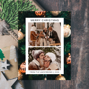 Cartes Pour Fêtes Annuelles Élégant Noël minimal Famille moderne 2 Photo