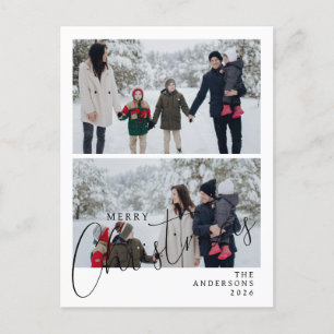 Cartes Pour Fêtes Annuelles Élégant Noël minimal Famille moderne 2 Photo