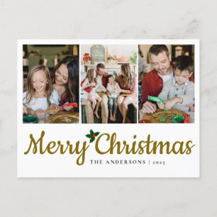 Cartes Pour Fêtes Annuelles Élégant Noël minimal Famille moderne 3 Photo