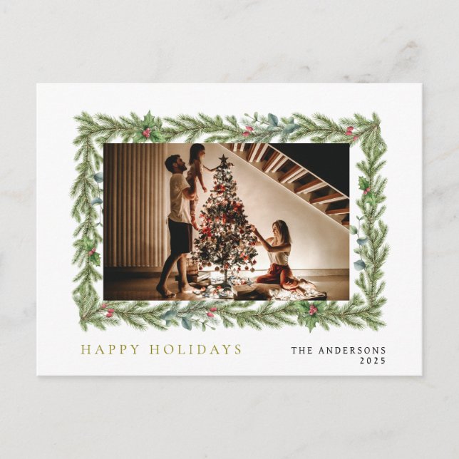 Cartes Pour Fêtes Annuelles Élégant Noël minimal | Portrait de famille moderne (Devant)