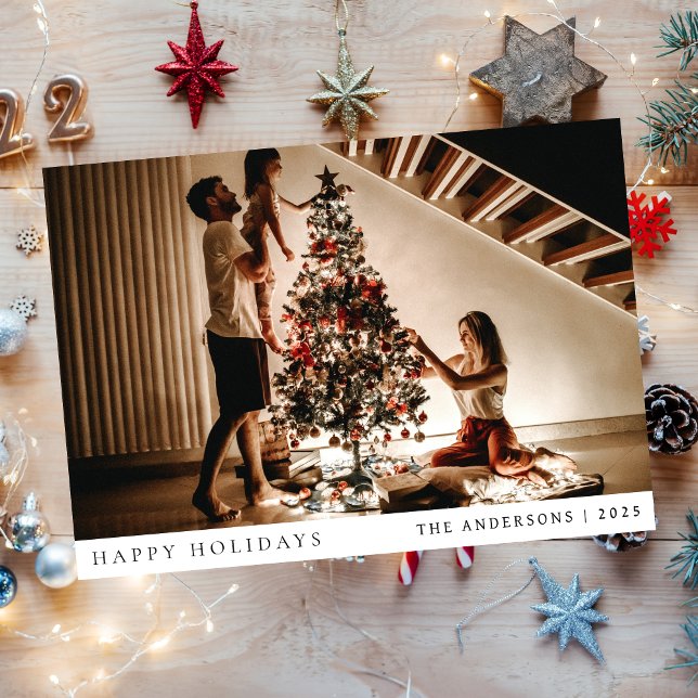 Cartes Pour Fêtes Annuelles Élégant Noël minimal | Portrait de famille moderne (Créateur téléchargé)