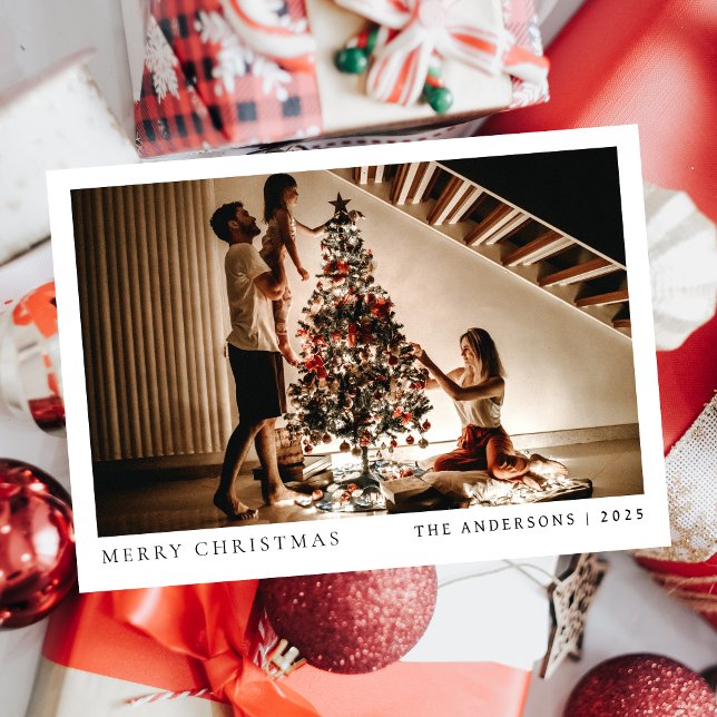 Cartes Pour Fêtes Annuelles Élégant Noël minimal | Portrait de famille moderne (Créateur téléchargé)