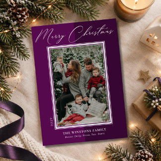 Cartes Pour Fêtes Annuelles Élégant Noël minimaliste violet bicolore