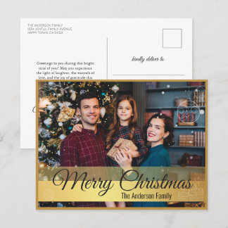 Cartes Pour Fêtes Annuelles Élégant Noël Ornements Gold Frame Photo