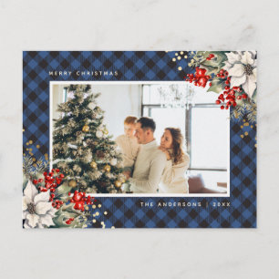 Cartes Pour Fêtes Annuelles Élégant Noël photo aquarelle bleue