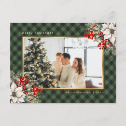 Cartes Pour Fêtes Annuelles Élégant Noël photo aquarelle verte