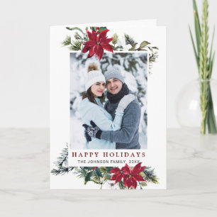 Cartes Pour Fêtes Annuelles Élégant Noël Poinsettia Photo Grey