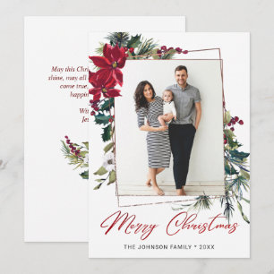 Cartes Pour Fêtes Annuelles Élégant Noël Poinsettia Photo Grey