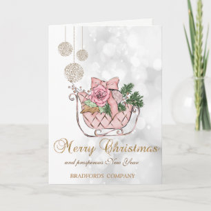 Cartes Pour Fêtes Annuelles Elégant Noël rose Sleigh, Bokeh Company