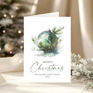 Cartes Pour Fêtes Annuelles Élégant Noël Sage Green Ornament Entreprise