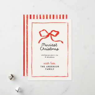 Cartes Pour Fêtes Annuelles Élégant Noël traditionnel arc rouge moderne