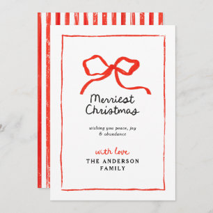 Cartes Pour Fêtes Annuelles Élégant Noël traditionnel arc rouge moderne