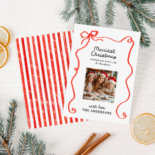 Cartes Pour Fêtes Annuelles Élégant Noël traditionnel arc rouge moderne