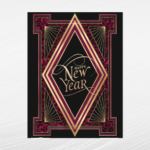 Cartes Pour Fêtes Annuelles Élégant Nouvel An Art Déco Bourgogne Or