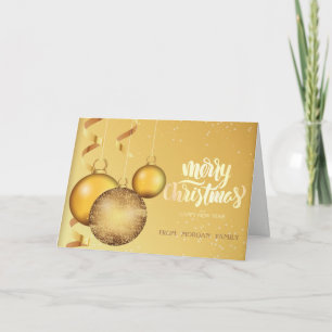 Cartes Pour Fêtes Annuelles Élégant or boules de Noël Noël