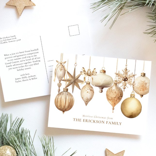 Cartes Pour Fêtes Annuelles Elégant or de Noël Aquarelle (Créateur téléchargé)