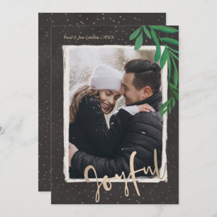 Cartes Pour Fêtes Annuelles Elégant or Joyful Photo de Noël