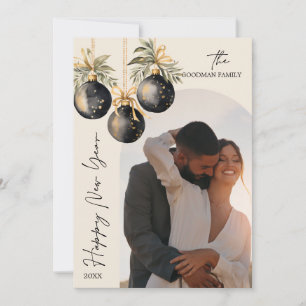 Cartes Pour Fêtes Annuelles Élégant or noir ornements Arch Photo NOUVEL AN