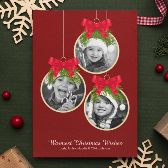 Cartes Pour Fêtes Annuelles Élégant ornement de Noël trois photo (Créateur téléchargé)