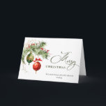 Cartes Pour Fêtes Annuelles Élégant Ornement Rouge Joyeux Noël Entreprise Hol<br><div class="desc">Elégant Rouge Ornement Joyeux Noël Greeting Carte de vacances.</div>