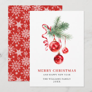 Cartes Pour Fêtes Annuelles Élégant ornement rouge Joyeux voeux de Noël